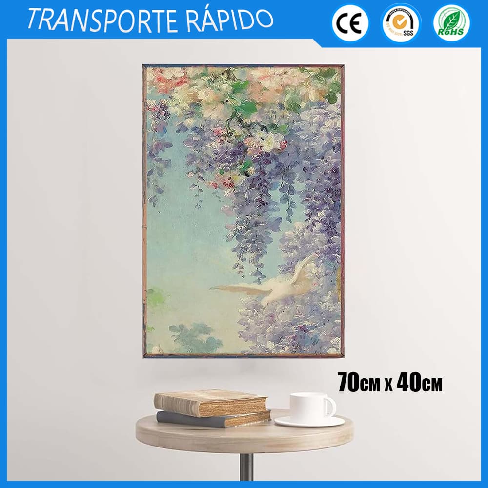 Conjunto de Pintura 5D em Diamante Quadrado 70x40cm Zi Luo Pintura em Diamante Ponta de Pomba Branca Decoração de Parede
