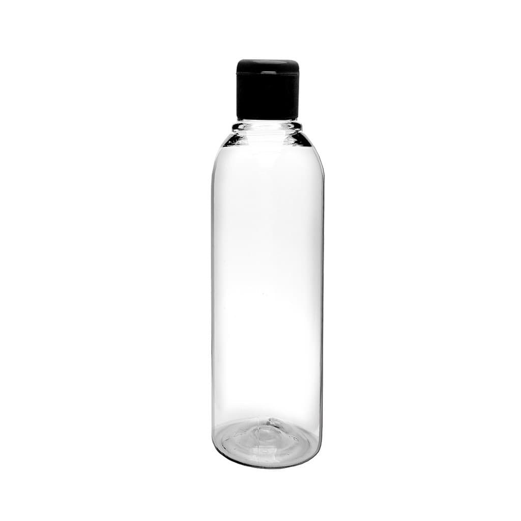 Frascos Plástico Pet 100 Ml cilíndrico Tampa Flip Top Preta para álcool gel, cremes, sabonete líquido e shampoo