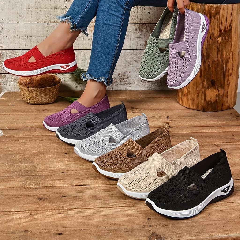 Tênis de moda casual feminino - sapatos de caminhada respiráveis, confortáveis e respiráveis em todas as estações