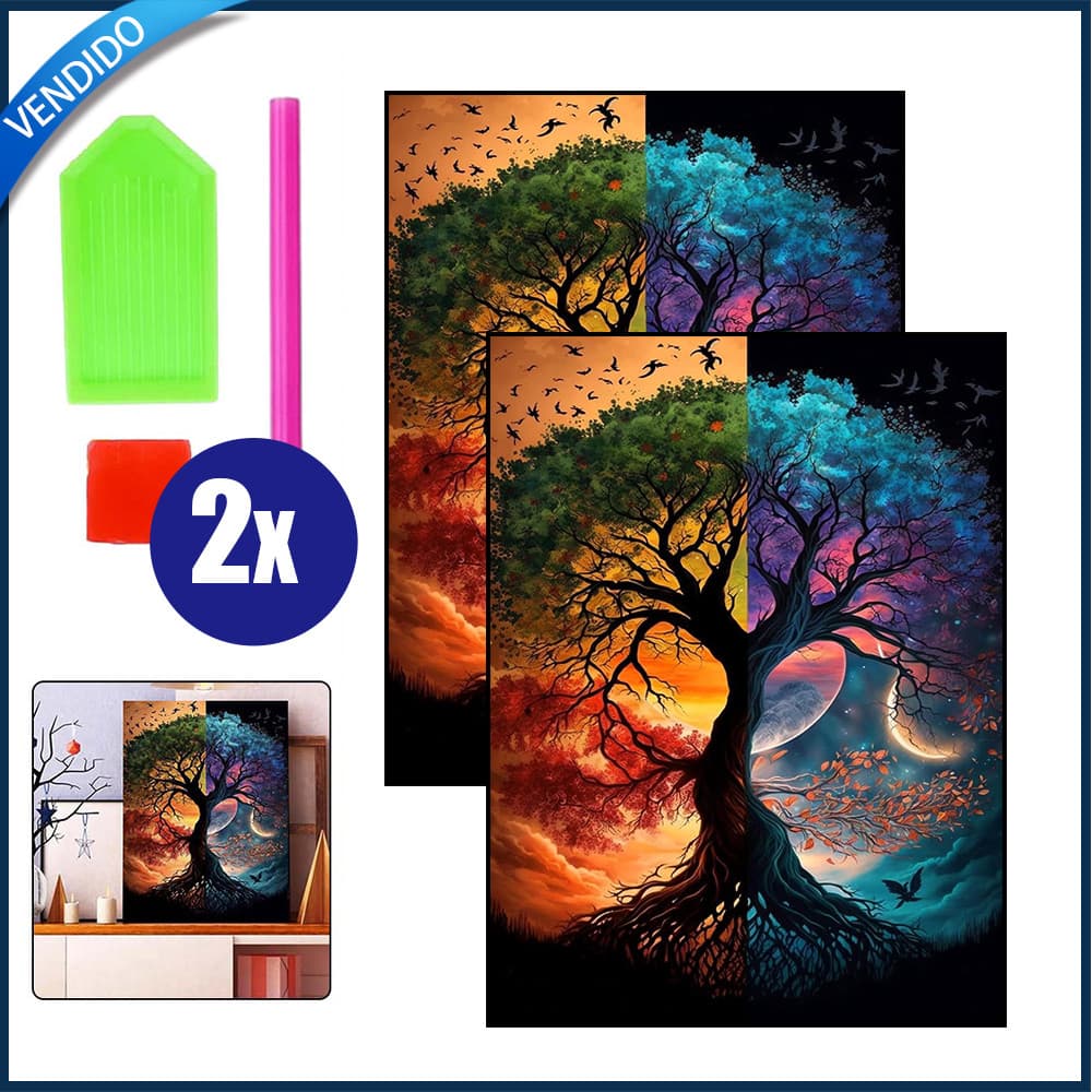 2x Conjunto de pintura com diamantes 5D Pintura decorativa com diamantes Pintura da árvore da vida 40x30cm