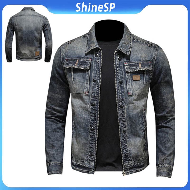 Jaqueta Jeans Masculina 100% Casual Versátil Jaqueta Jeans Azul