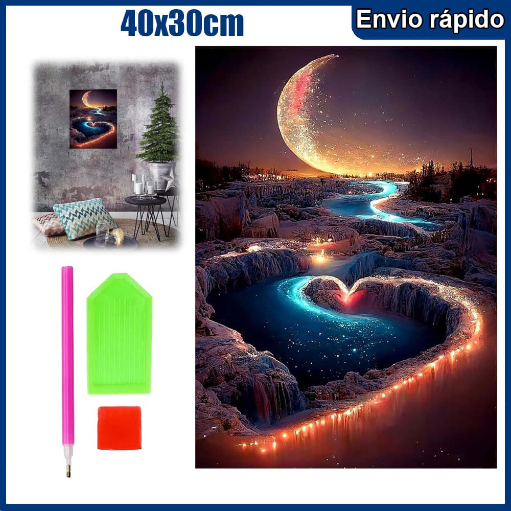 40x30cm Céu estrelado com lua Pintura Diamante 5D Pintura de Diamante Kits De Pintura Diamante Para Adultos Quadrado