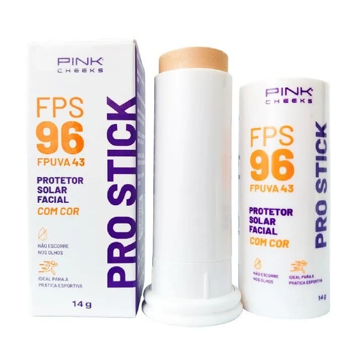 Protetor Solar Facial Cor Pink Cheeks Pro Stick FPS 96 FPUVA 43 14g