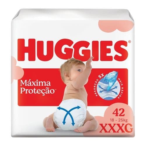 Huggies Fralda Descartável Máxima Proteção XXXL - 42 Un