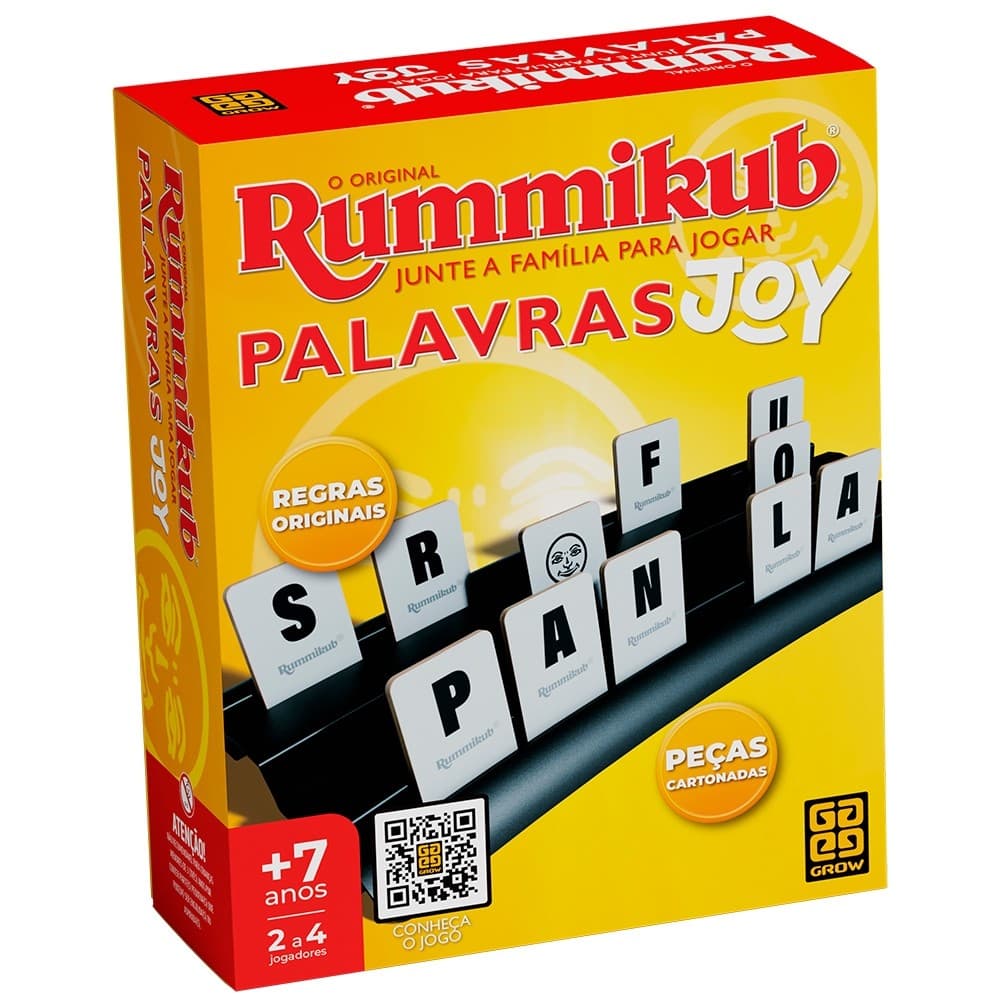 JOGO RUMMIKUB JOY PALAVRAS GROW BRINQUEDO DE MESA FAMÍLIA DIVERSÃO ESTRATÉGIA DESAFIO GAME TABULEIRO