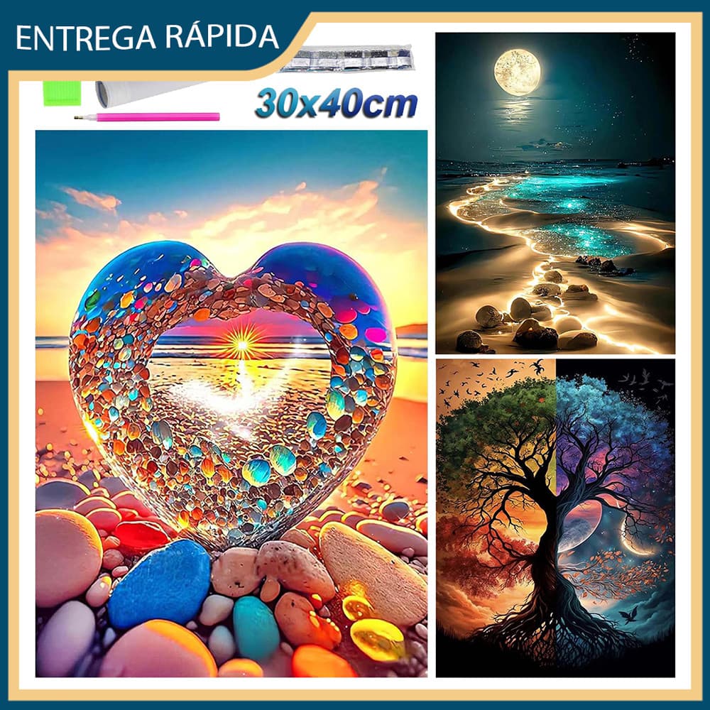 Pintura decorativa Conjunto de pintura de diamante 5D Pintura de diamante à mão 40x30cm