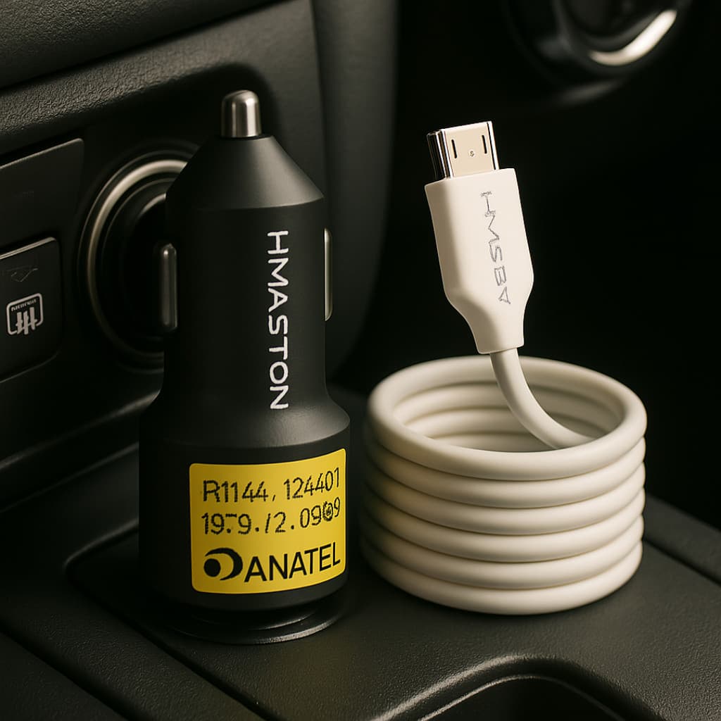 Carregador Veicular Turbo 4.8 Rápido 2 Portas Usb Com Cabo V8 Para Carro