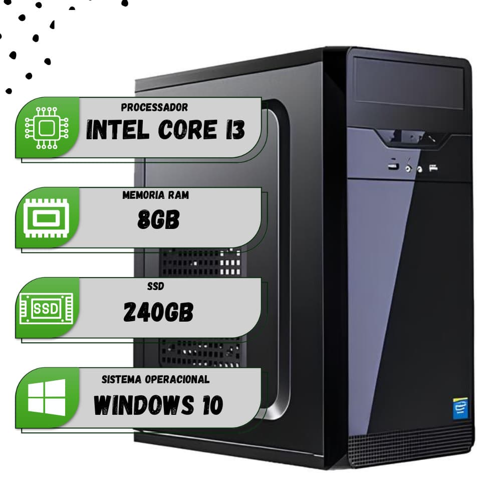 CPU Desktop Computador Escritório Home Office Core i3 8gb 240 GB SSD