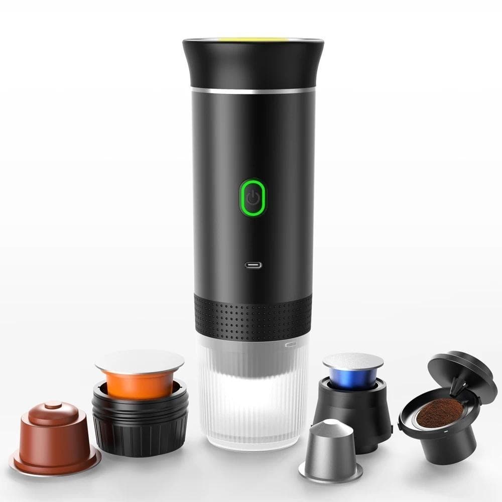 Máquina de café expresso elétrica portátil sem fio para carro e casa, cafeteira de camping 3 em 1, cafeteira de viagem p