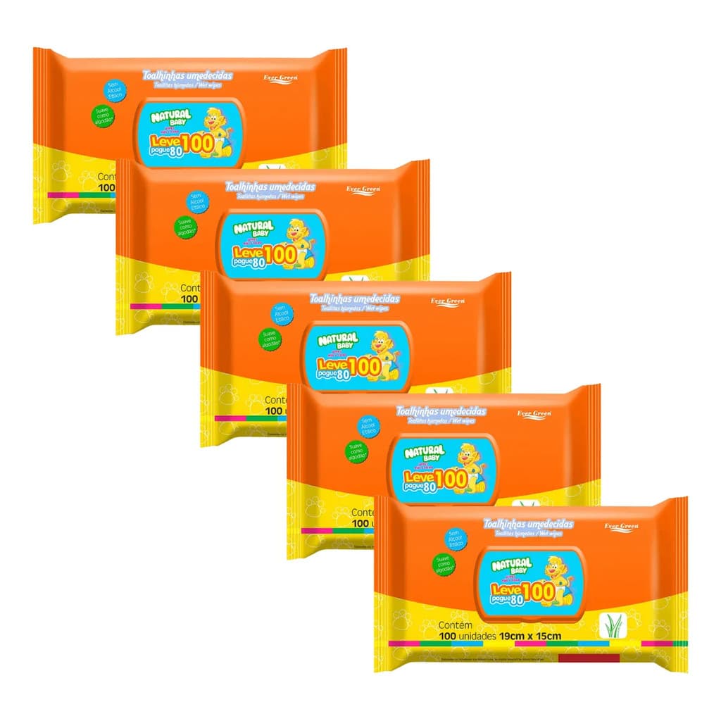 TOALHINHA LENÇO UMEDECIDO BEBÊ NATURAL BABY C/5 UN