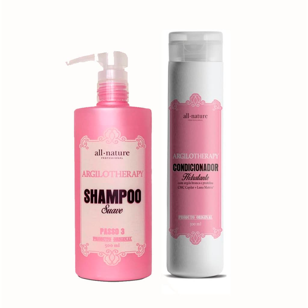 Shampoo Suave Argilotherapy de Argila 500ml e Condiconador Hidratante Argilotherapy 300ml All Nature