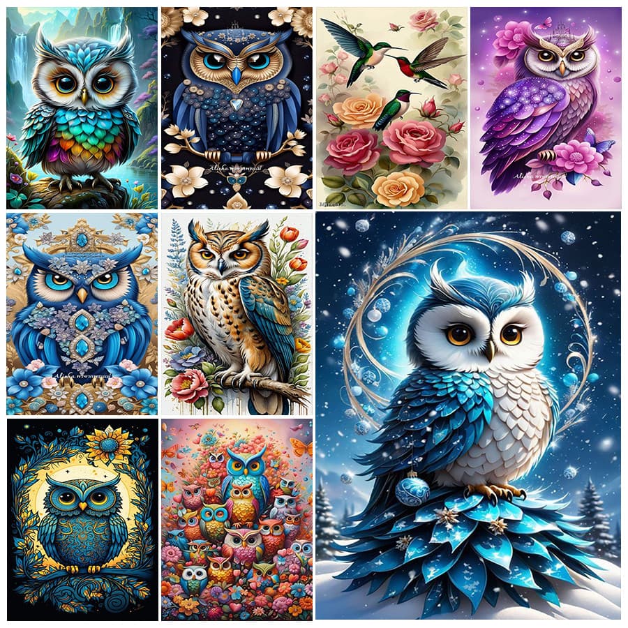 Pintura 5D DIY Diamante Kit Bordado , Coruja Animal , Acrílico , Arte Em Tela , Artesanato Mosaico , Lazer E Relaxamento , Adequado Para Decoração De Paredes