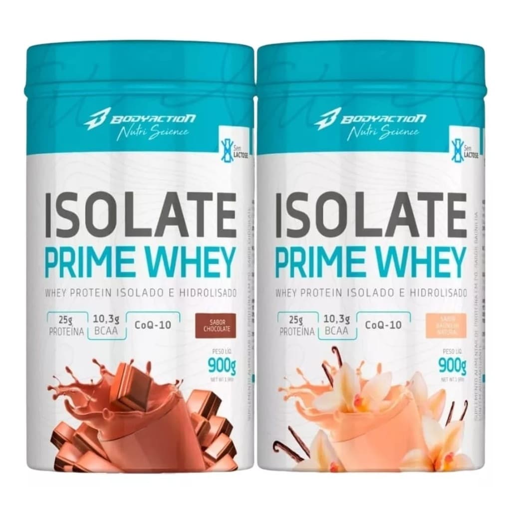 Kit 2 Whey Protein Prime Isolado Hidrolisado Chocolate e Baunilha 900g