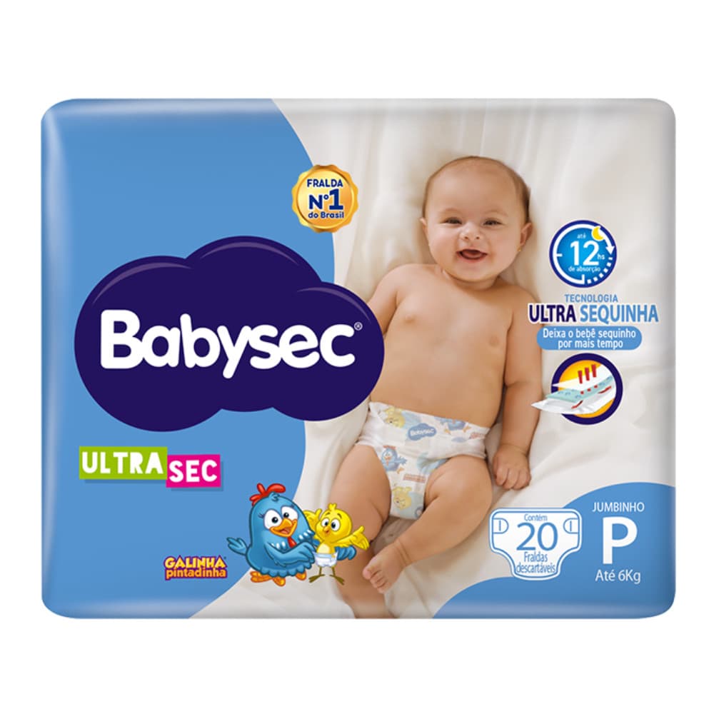 Fralda Babysec UltraSec Galinha Pintadinha Jumbinho P c/20 Unidades