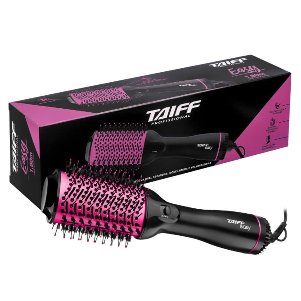 Escova Secadora Oval Taiff Easy Rosa Pink 110v Potente Multifuncão Modelar e Volumizar Profissional