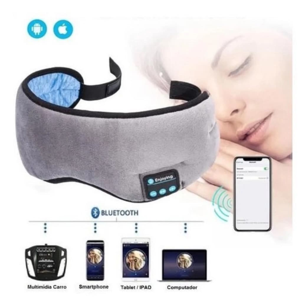 Máscara De Dormir Tapa Olho Fone De Ouvido Bluetooth
