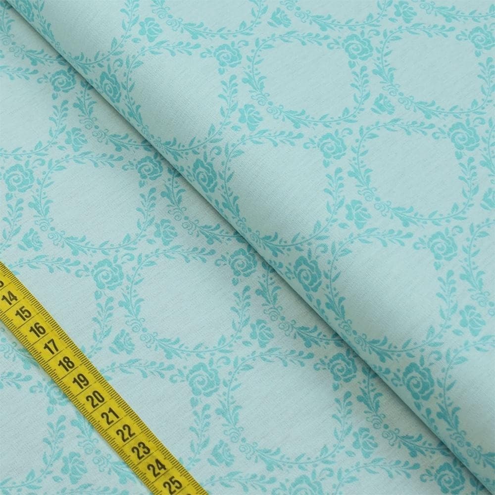 Tecido Estampado para Patchwork - Floral Espanha : Arcos De Flores Acqua (0,50x1,40)