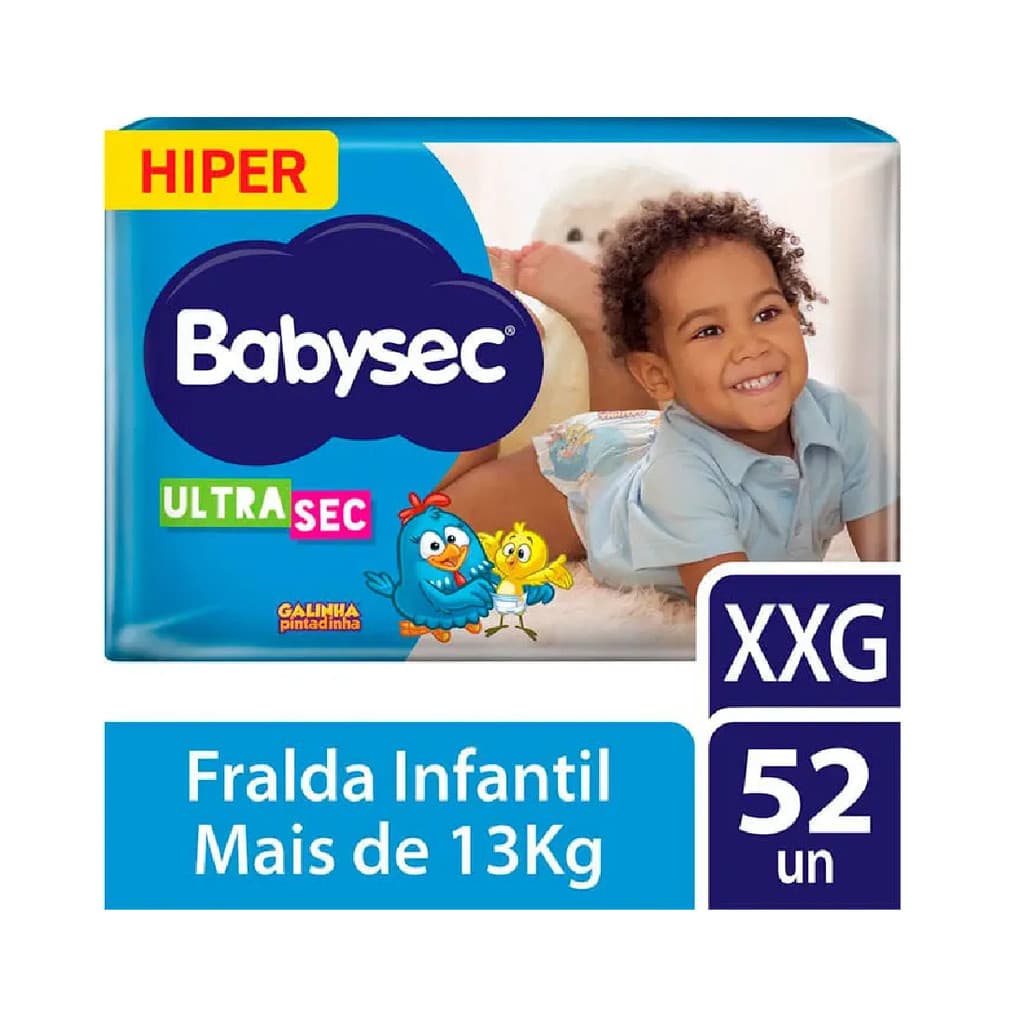 Fralda Babysec Ultrasec Galinha Pintadinha Hiper Tamanho XXG 52 und