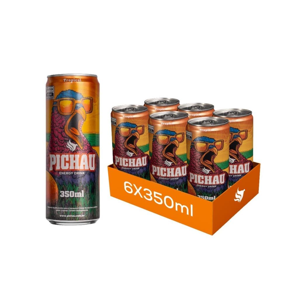 Pack Energético Pichau Tropical, 350ml, Com Acucar, Com 6 unidades