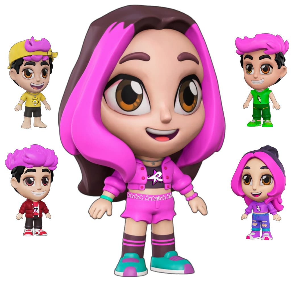 1 Boneco  Colecionável Turma dos Rosa Vinil Articulado 15cm Emily Vick Void Leozinho Katlen Robson