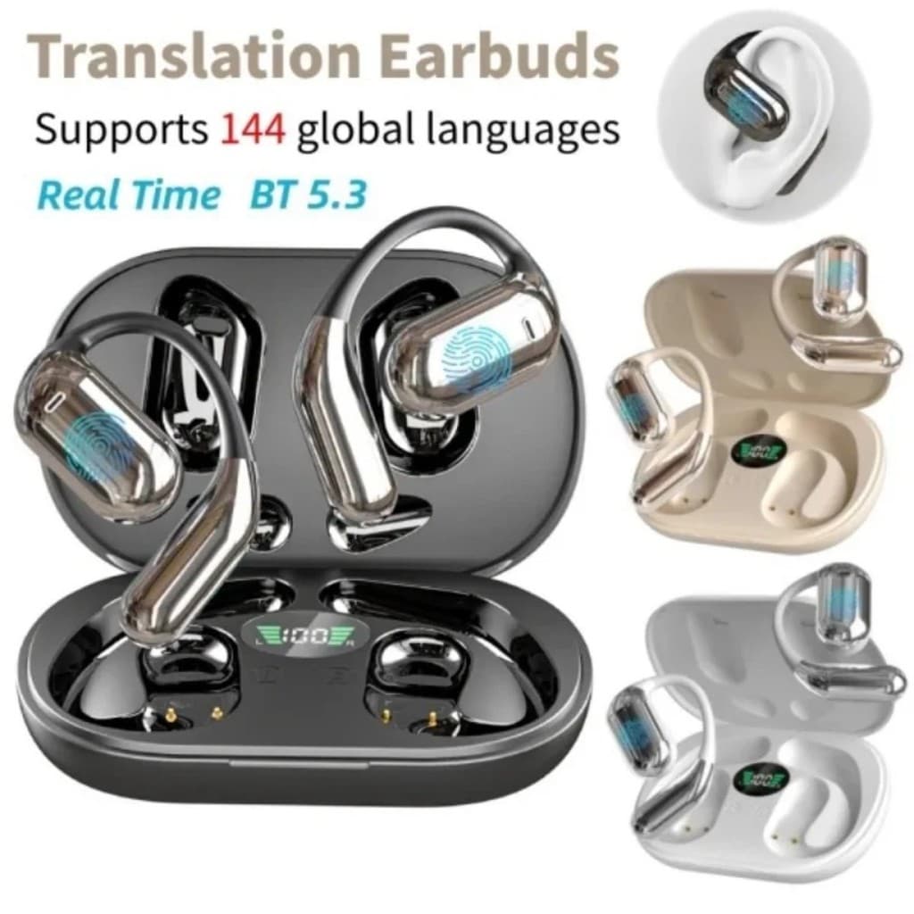 3-Em-1 AI Tradutor Fones De Ouvido 144 Idiomas Com Cancelamento De Ruído Bluetooth 5.4 Fone Instantâneo Voz Inteligente 