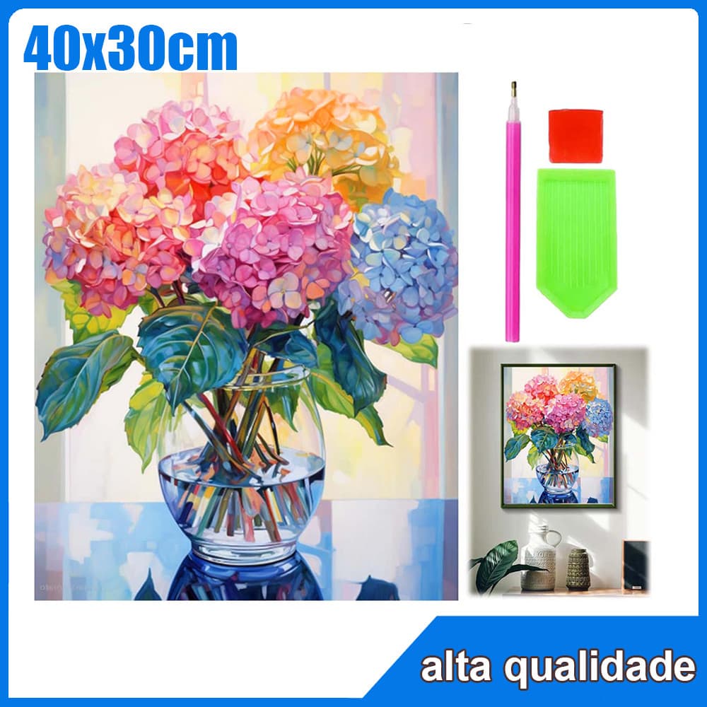40x30cm hortênsia Quadrado Pintura Diamante 5D Pintura de Diamante Pintura Com Diamante A Óleo 5D DIY Decorativa Pintad
