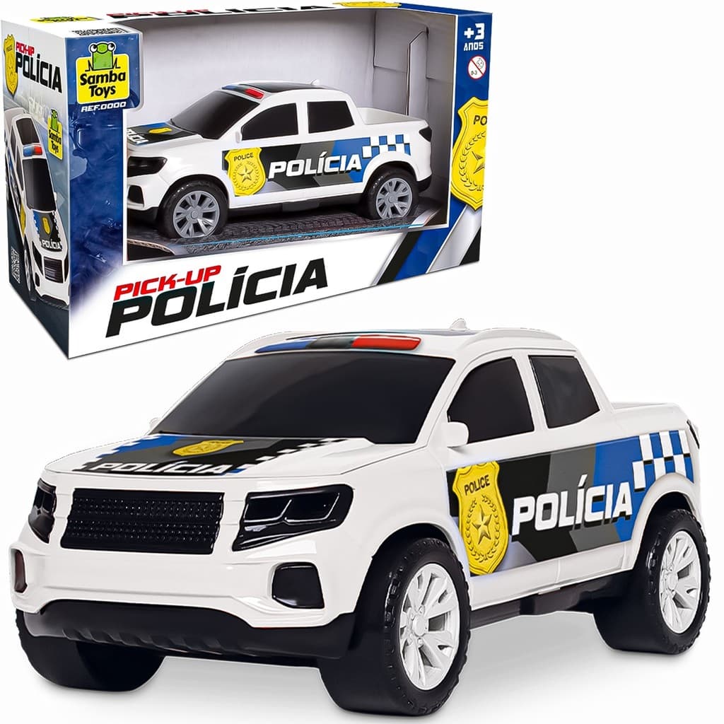 Policia Carrinho De Brinquedo Pick Up Caminhonete Com Rodas Livres - Samba Toys