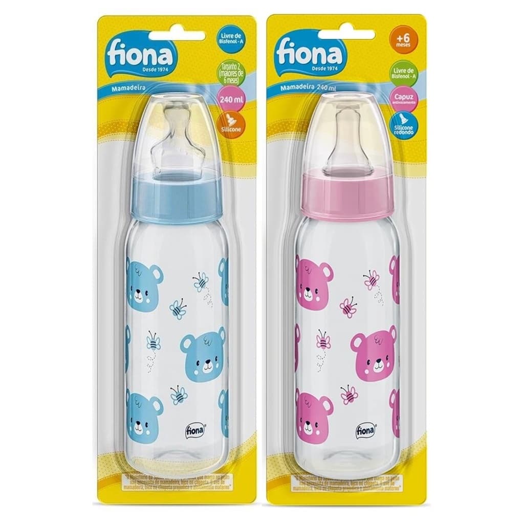 Mamadeira Fiona 6+ Meses Desenhos Bico Silicone Ortodôntico 240ml Lillo