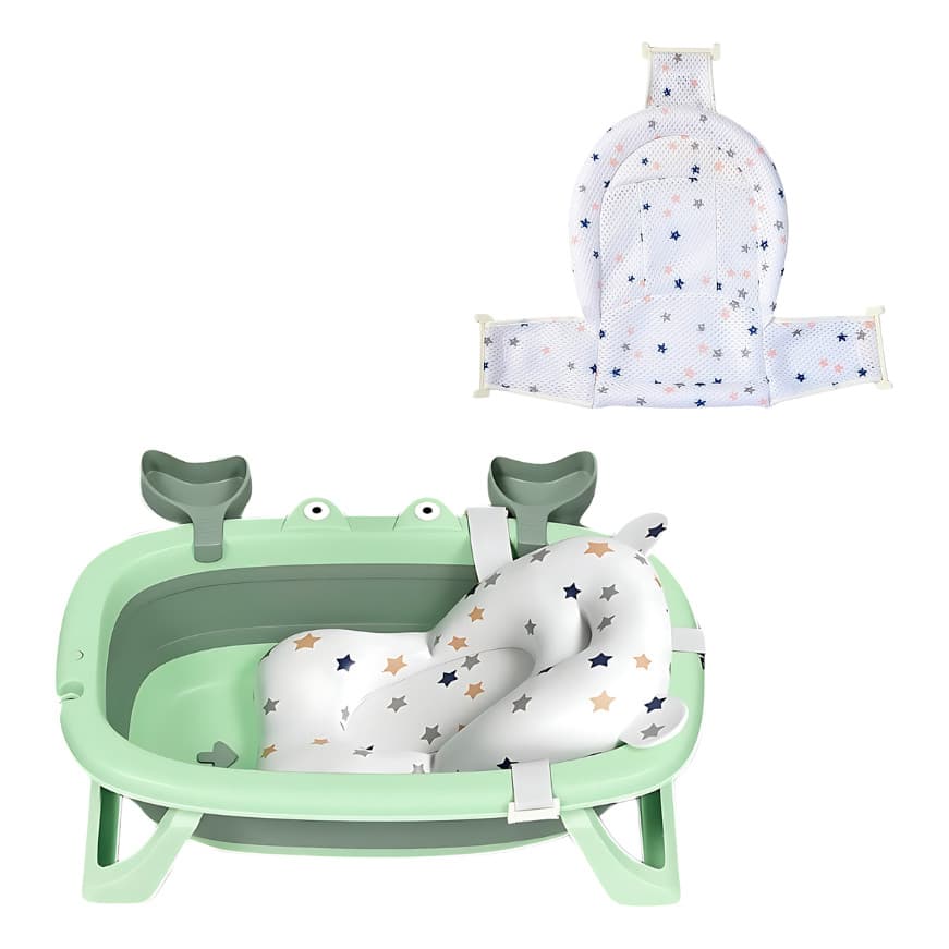 Kit Banheira Dobrável Com Apoios Ergonômicos Banho Bebê Rn