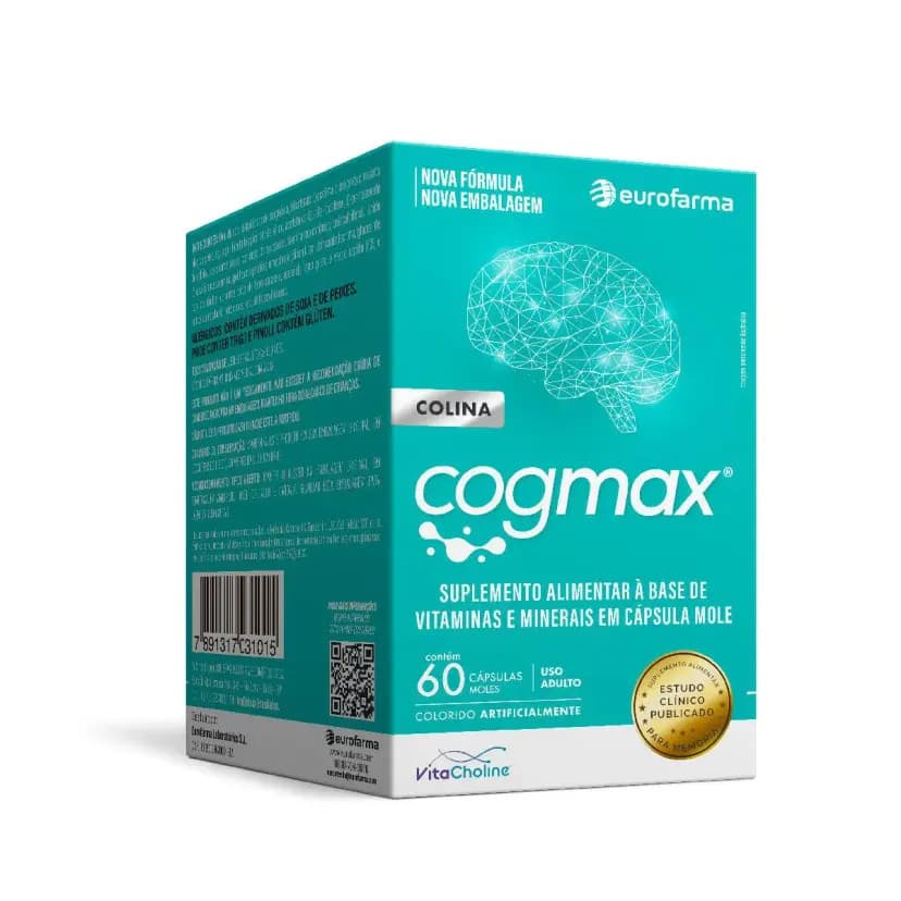 Cogmax 60 Cáps – Suplemento p/ Memória, Foco e Raciocínio | Colina + Magnésio + Vitaminas