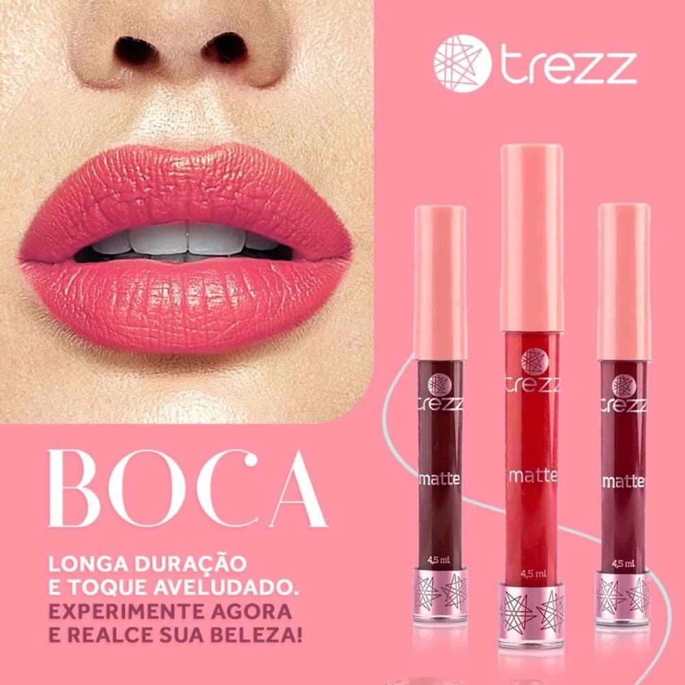 Batom Líquido Matte Trezz Hidratante Alta Pigmentação Longa Duração