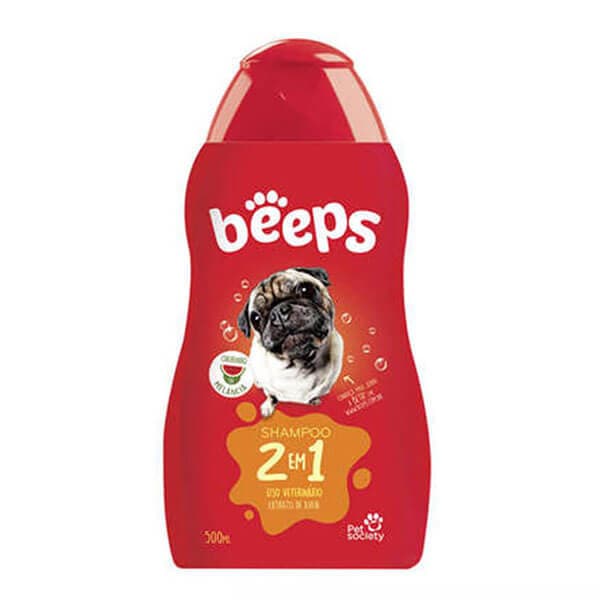Beeps Shampoo 2 Em 1 500ml | Pet Society - Shampoo 2 Em 1 Premium para Cães e Gatos