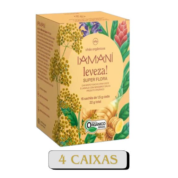 Chá Orgânico Boa Digestão/Leveza 4 caixas 15 Sachê - Iamaní