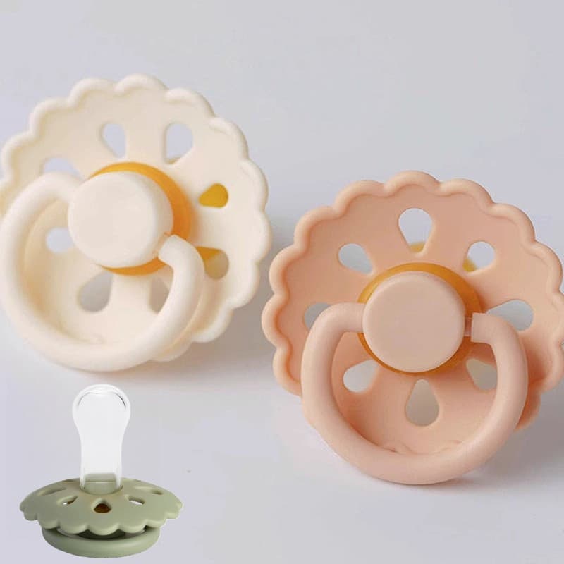 Chupeta E Mordedor De Látex Natural Em Formato De Margarida – Chupetas De Silicone Líquido Para Recém-Nascidos Bebês De 