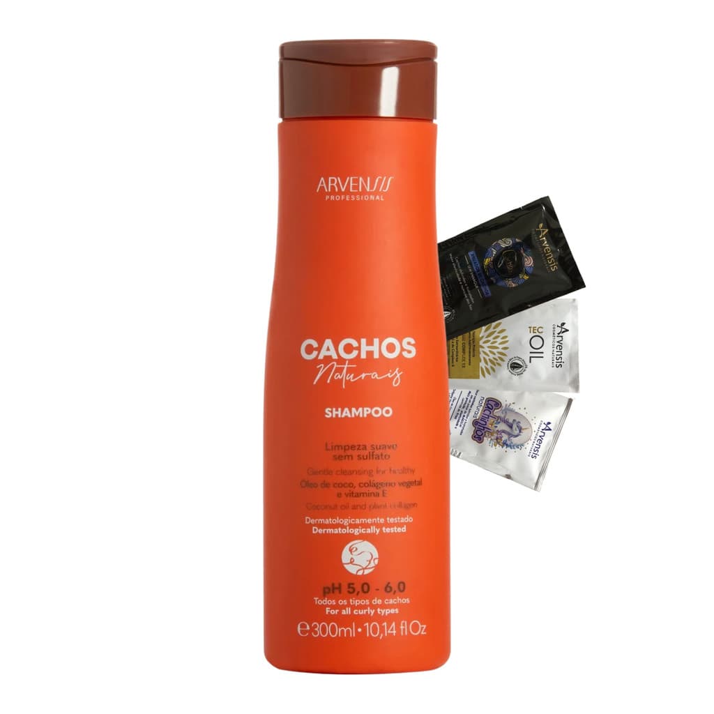 Shampoo Arvensis Cachos Naturais Vegano Sem Sulfato Limpeza Suave Hidratante Colágeno Vitamina 300ml