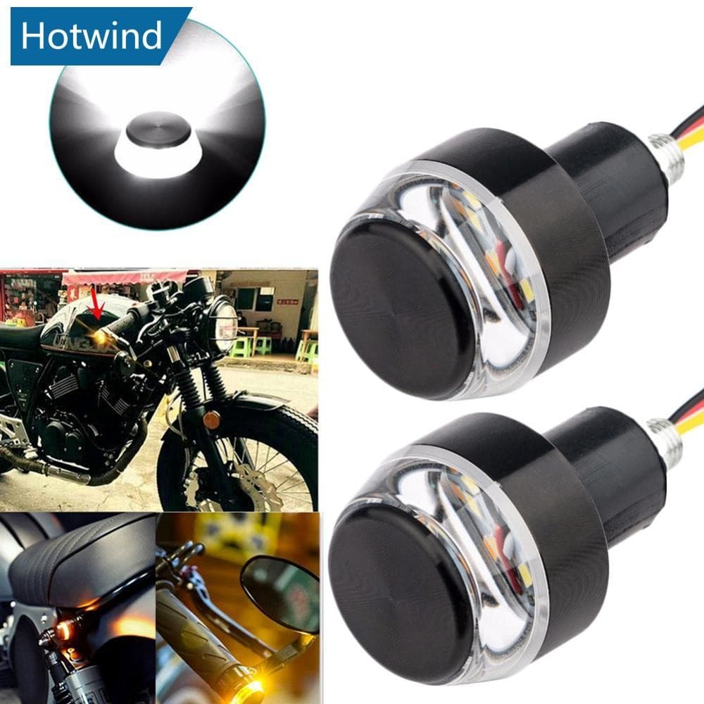 HW 1Pc Sinal De Volta Da Motocicleta LED Indicador Luz Pisca Lidar Com Barra Final Guiador Branco Amarelo C6O3