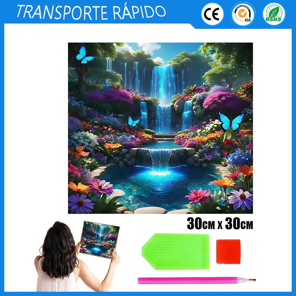5d quadrado Pintura Diamante 30x30cm Cachoeira Flor Borboleta sombra Pintura Diamante Decoração Da Parede Casa