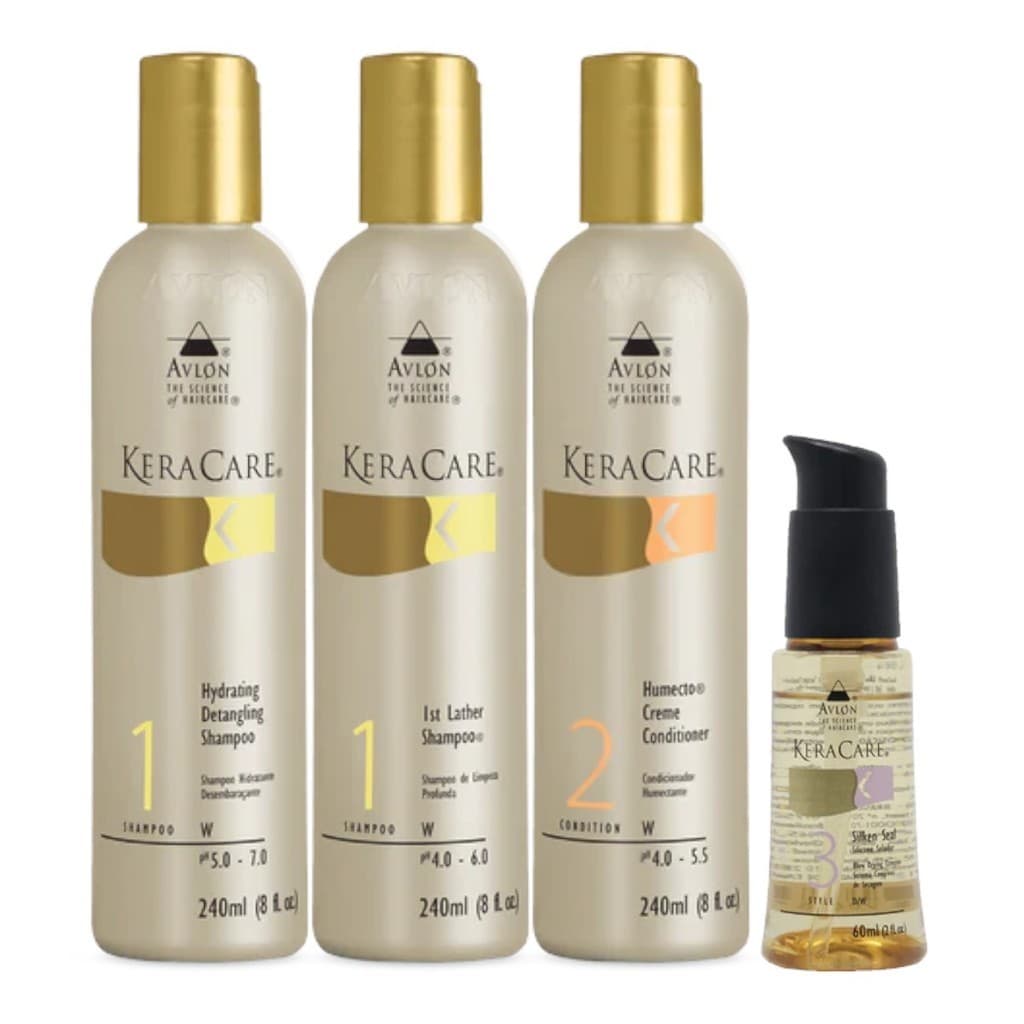 Kit Keracare Classic 1 Shamp Hidratante 1 Shamp Limpeza 1 Cond Humectante + Óleo Silicone Avlon