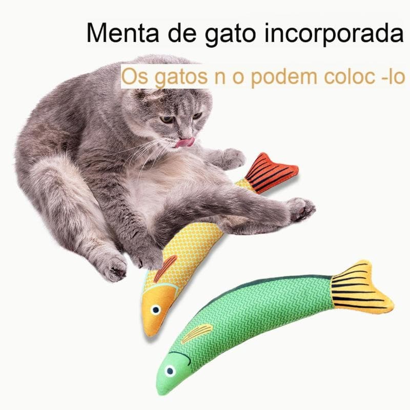 Brinquedo Para Gatos Com Catnip Peixe De Pelúcia Interativo Mordedor Para Pets 3D PROMOÇÃO
