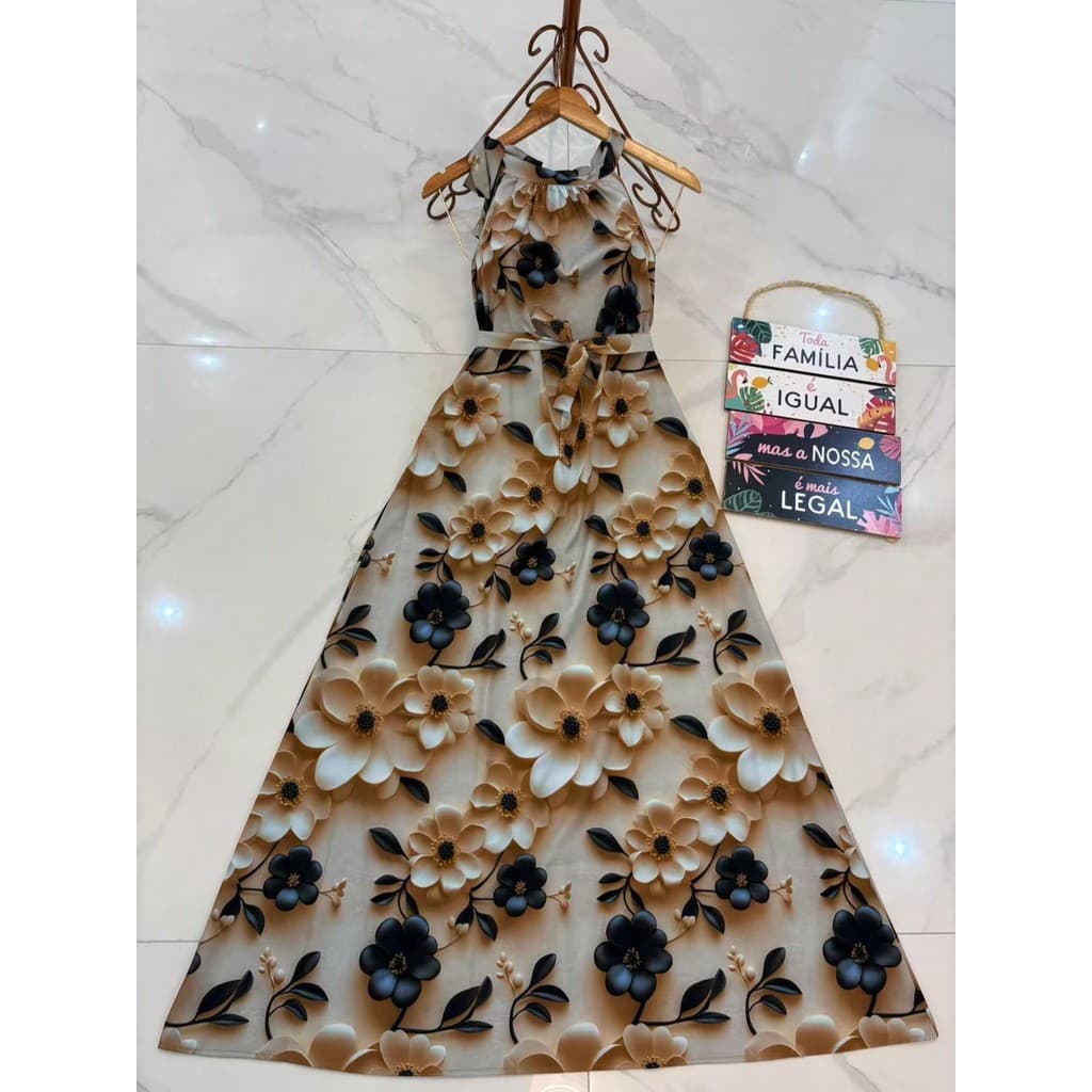 vestidos longo estampa 3d multicolorido novo modelo015-0045