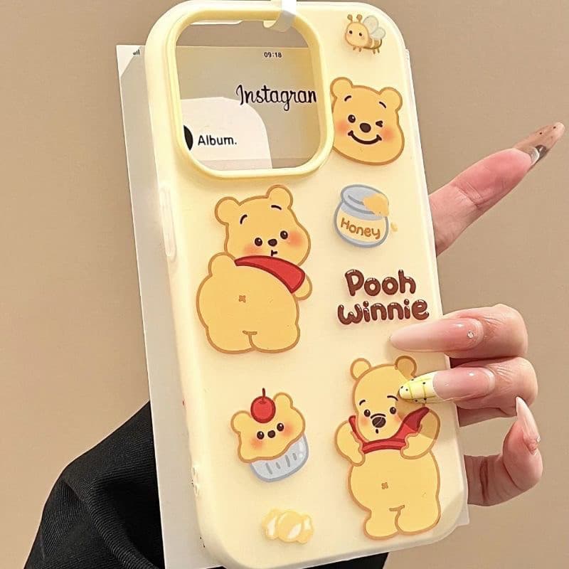 Capa De Telefone Macia Fosca Doce Para iPhone 15 16 Pro Max 14 13 12 11 17 16 Plus Desenho Animado Mel Urso Silicone Sól