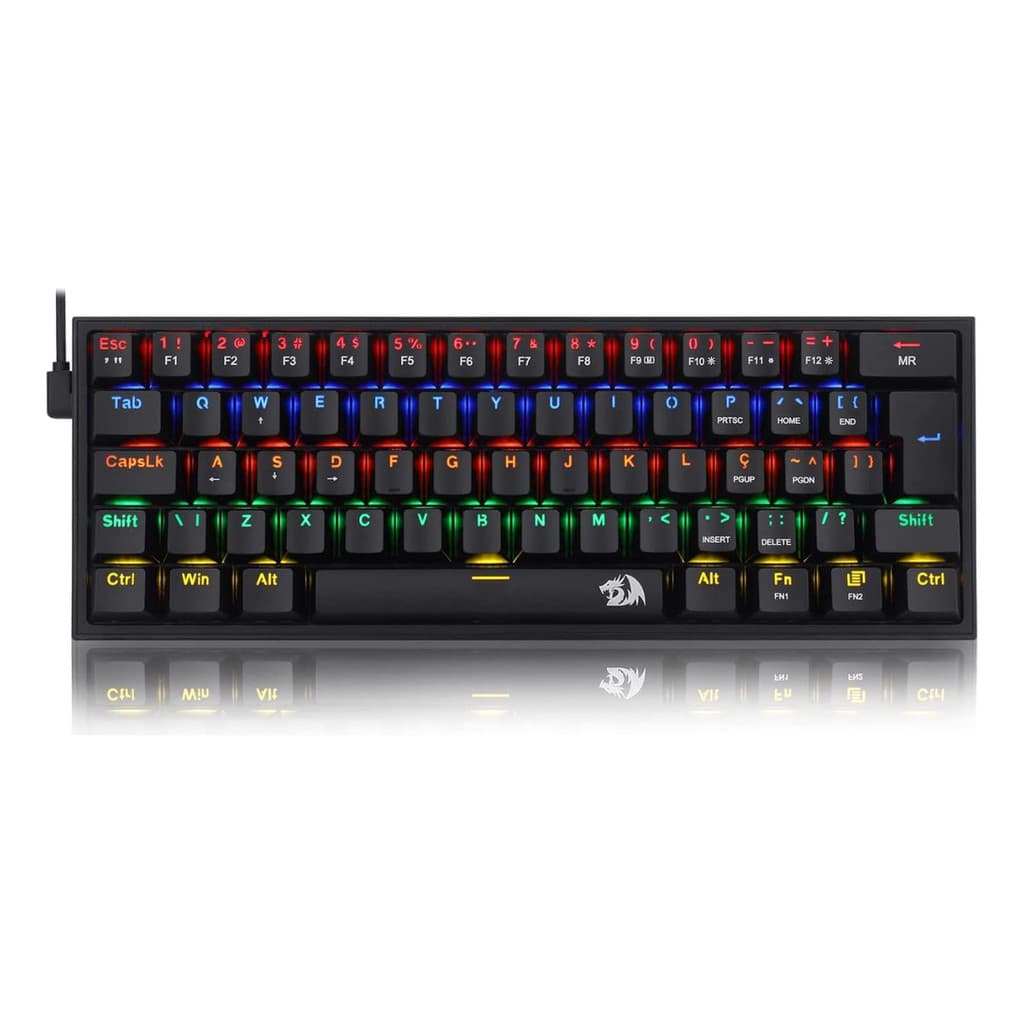 Teclado Redragon Gamer Fizz Rainbow Switch Brown Mecanico