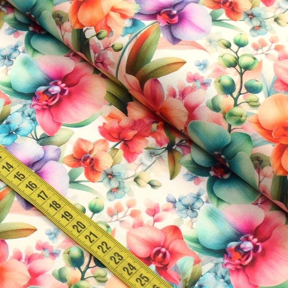 Tecido Estampado para Patchwork - Secret Garden : Camelias Com Orquideas (0,50x1,40)