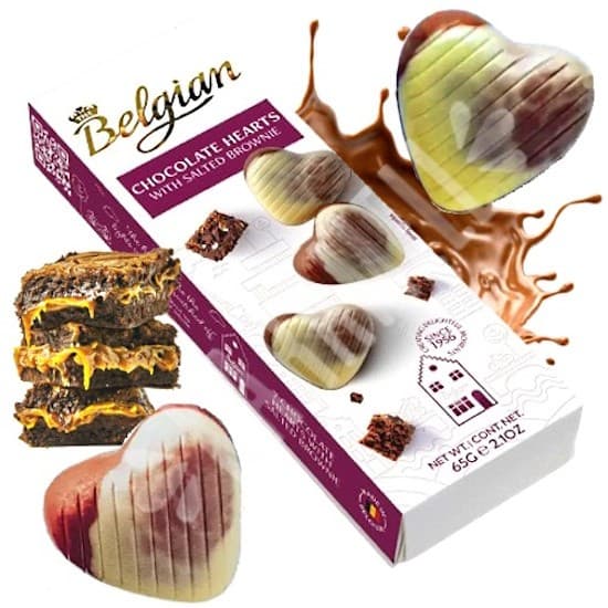 Bombons de Chocolate Hearts Salted Brownie - Importado Bélgica