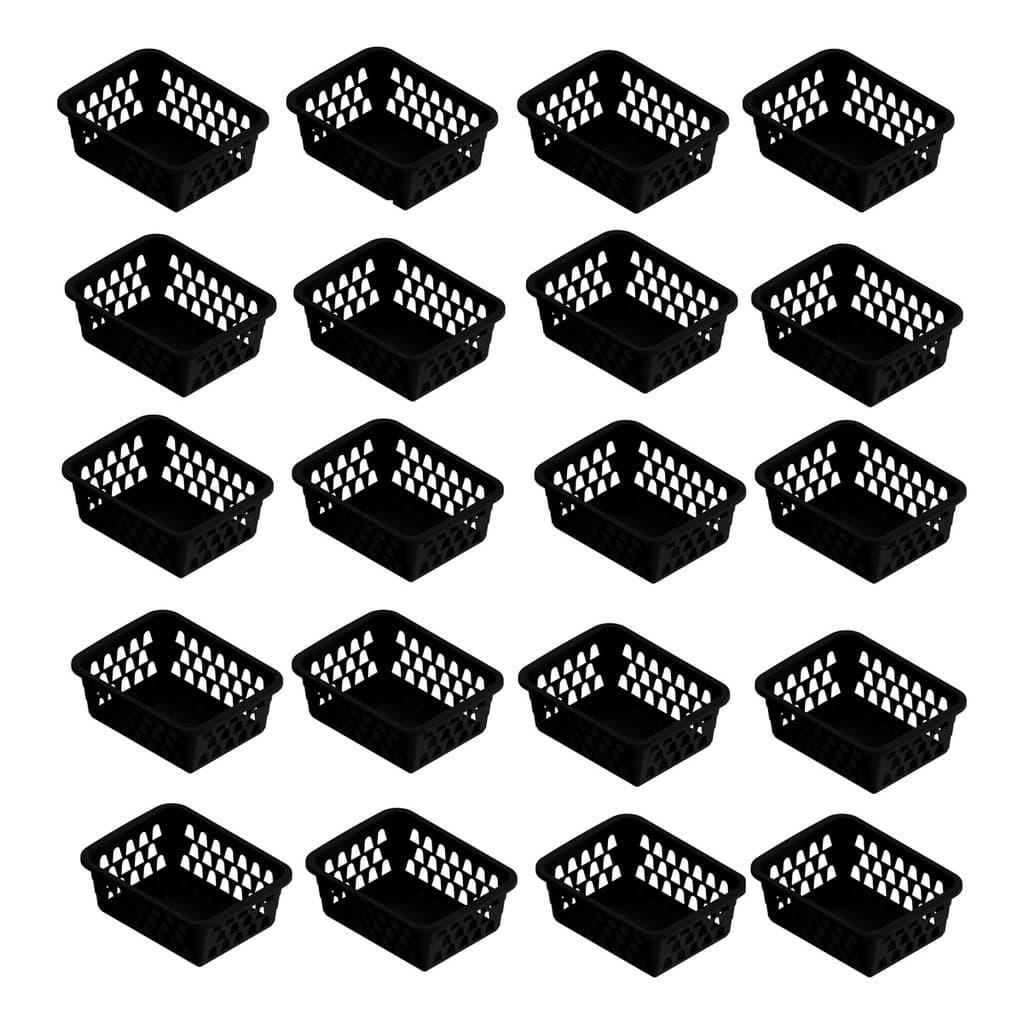 Kit 20 Cesto Organizador Multiuso Lavanderia Banheiro Preto 16x12x6cm