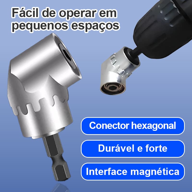 Adaptador Angular Magnético P/ Furadeira Parafusadeira 105° PROFISSIONAL Hexágono De Ângulo Reto De 1/4
