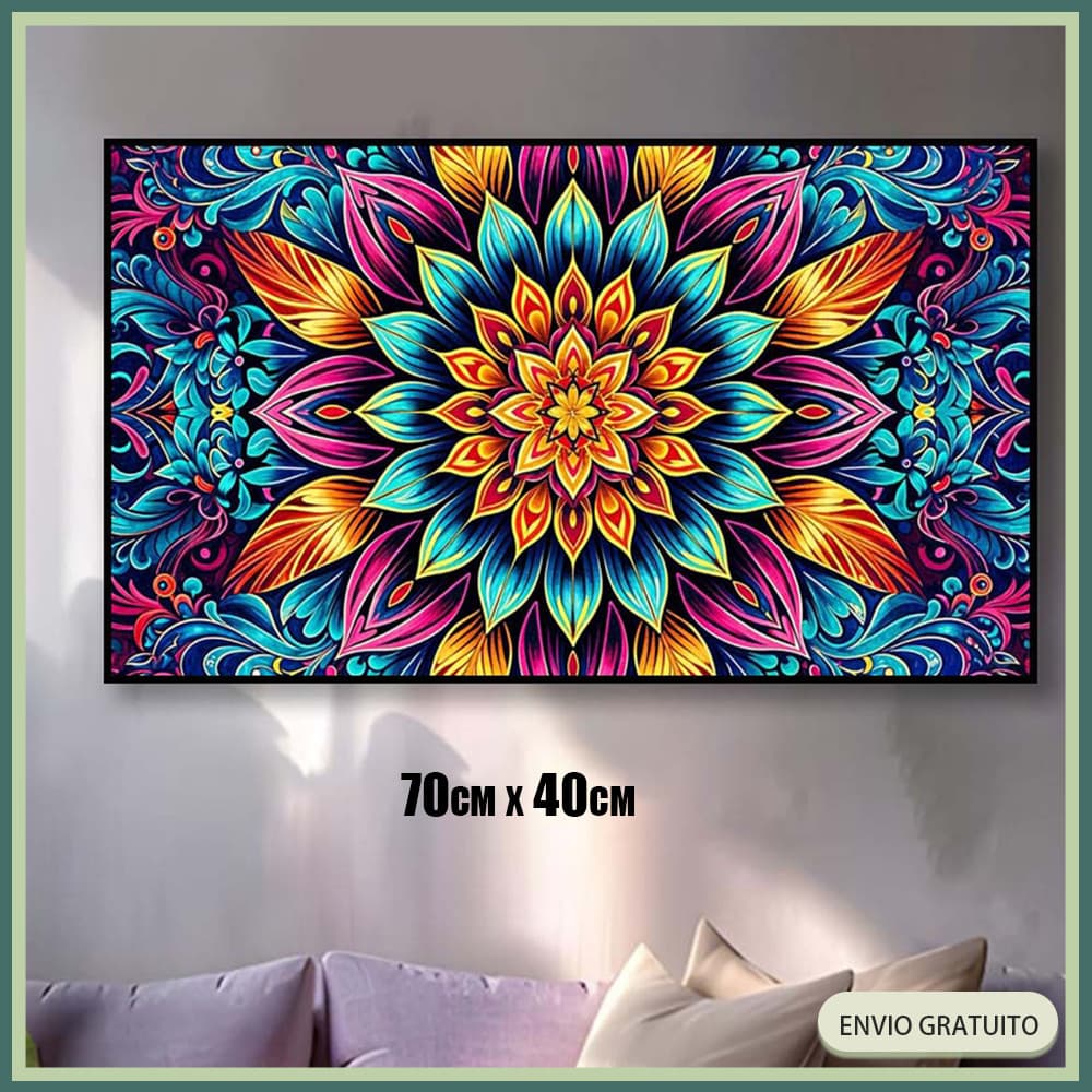 Conjunto de pintura em diamante quadrado 5D 70x40cm Mandala de flores coloridas Decoração de parede para casa