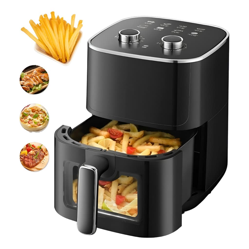 Fritadeira Air Fryer 3l Sem Óleo 1200w Antiaderente 110/220v Janela Visível e Controle de Rotação