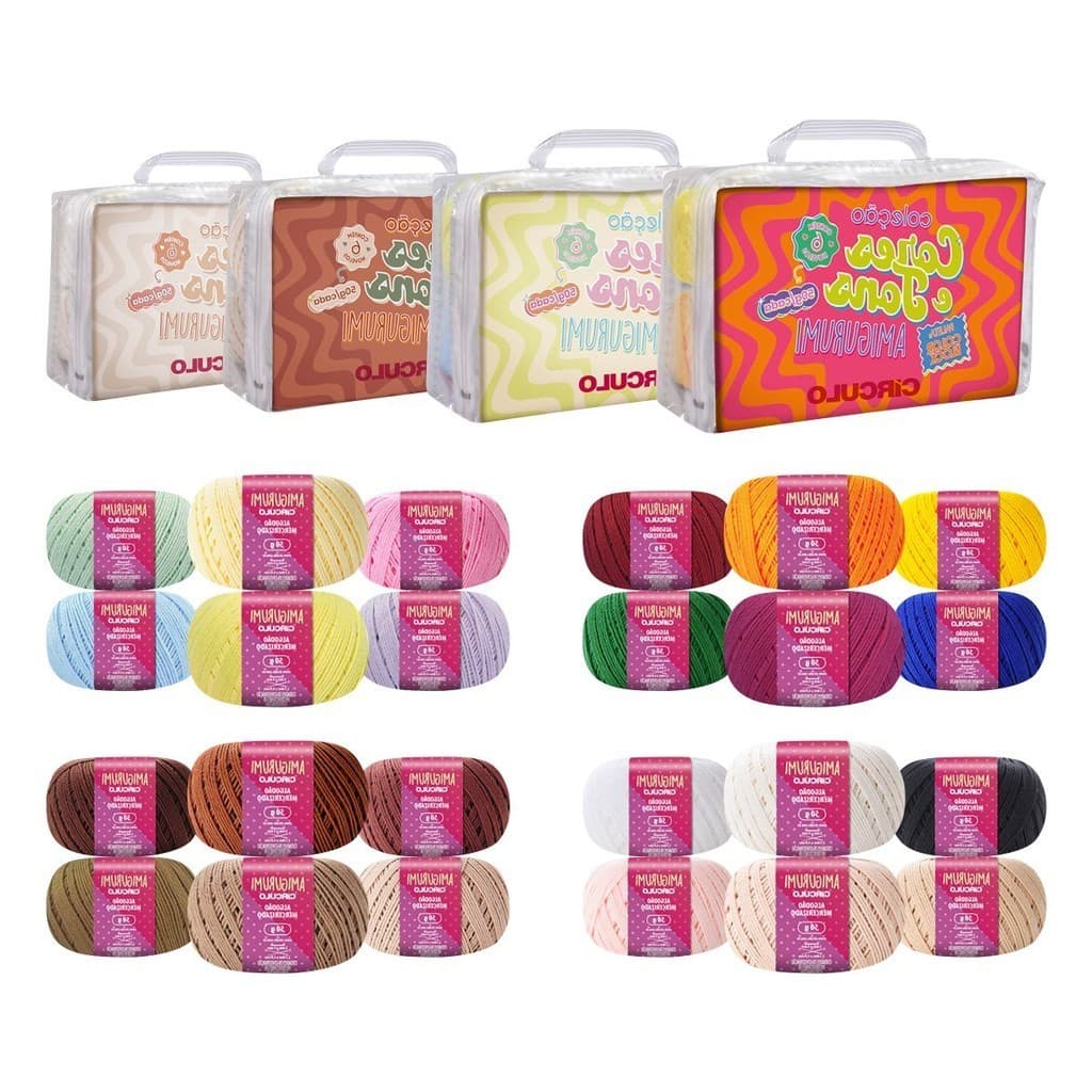 Kit Amigurumi Coleção Cores E Tons 6 Unidades Círculo Crochê Tricô