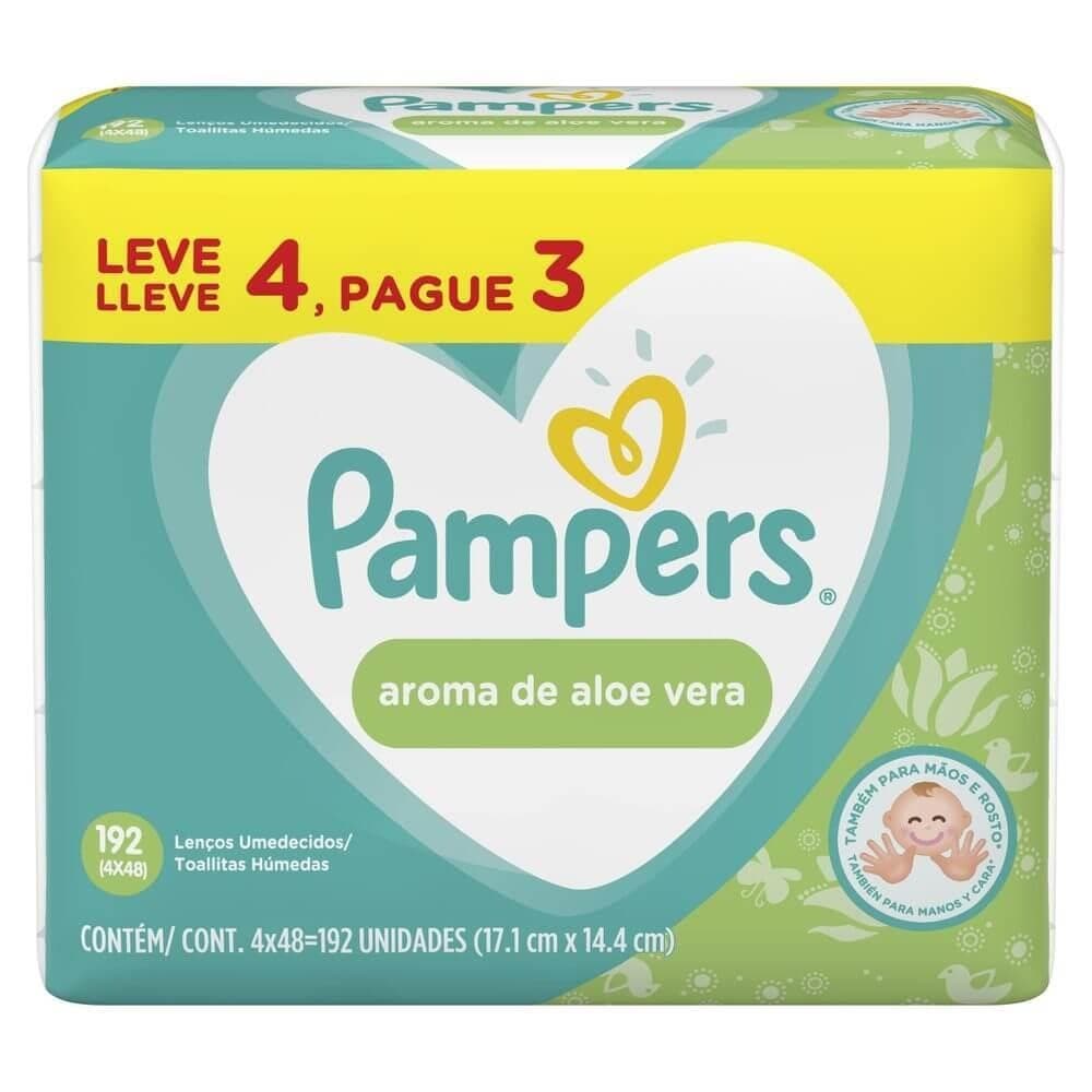 PAMPERS KIT LENÇO UMEDECIDO AROMA DE ALOE VERA COM 192 UNIDADES